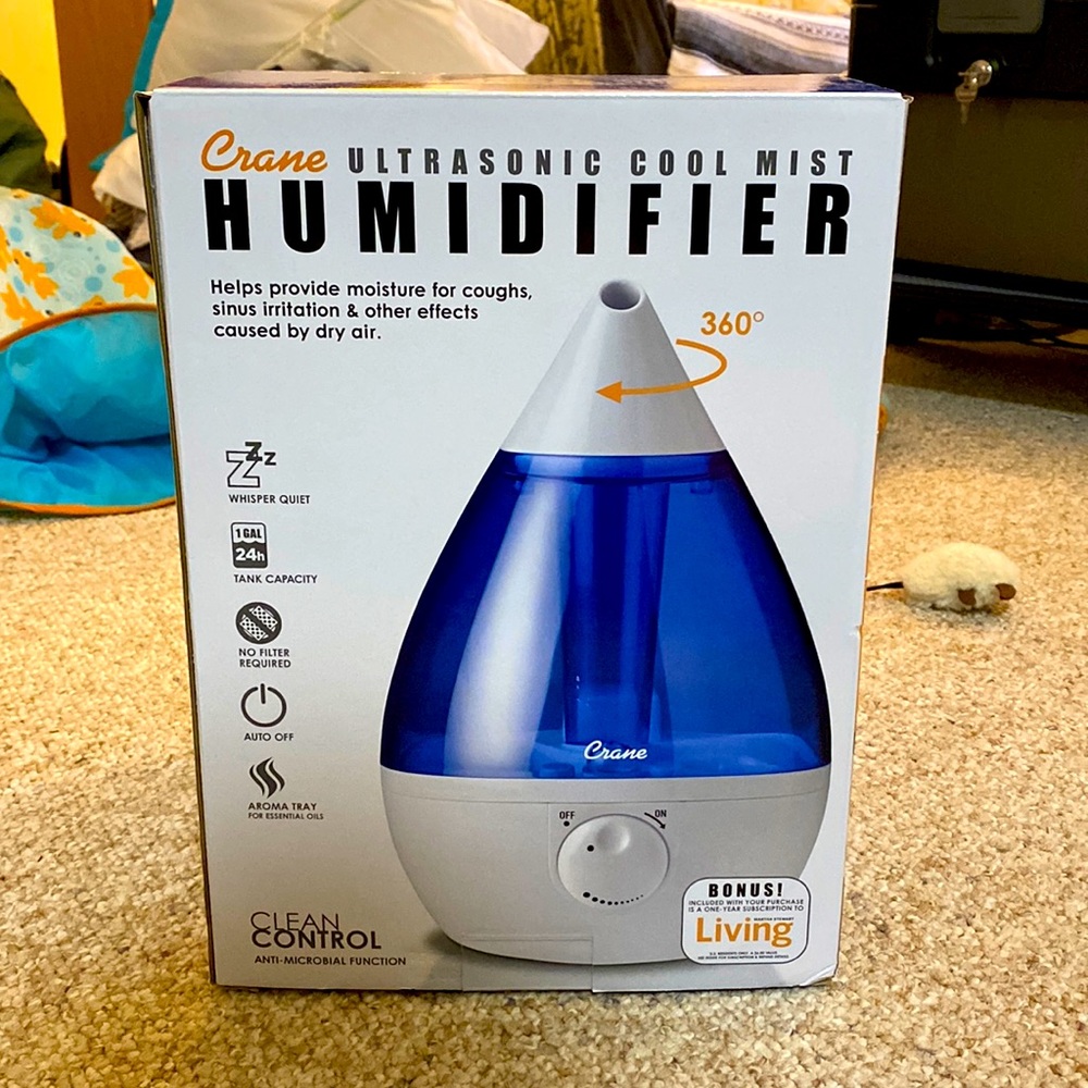 Crane ultrasonic cool most humidifier 1 Gallon tank 24 hour run time
